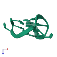 PDB entry 1c34 coloured by chain, ensemble of 11 models, top view.