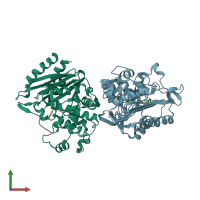 PDB entry 1c3b coloured by chain, front view.