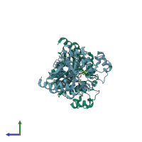 PDB entry 1c3b coloured by chain, side view.