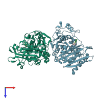 PDB entry 1c3b coloured by chain, top view.