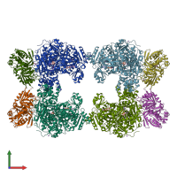 PDB entry 1c3o coloured by chain, front view.