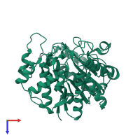 PDB entry 1c3p coloured by chain, top view.