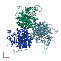 PDB entry 1c3q coloured by chain, front view.