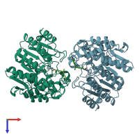 PDB entry 1c3r coloured by chain, top view.