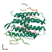 PDB entry 1c3w coloured by chain, front view.