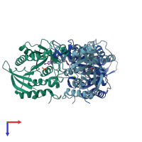 PDB entry 1c3x coloured by chain, top view.