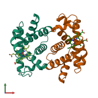 PDB entry 1c40 coloured by chain, front view.