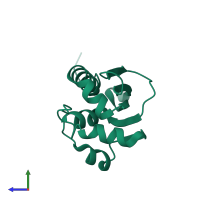 PDB entry 1c44 coloured by chain, side view.