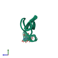PDB entry 1c4e coloured by chain, ensemble of 20 models, side view.