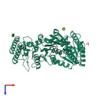 PDB entry 1c4o coloured by chain, top view.