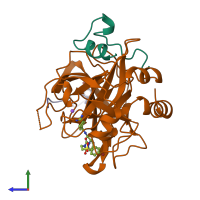 PDB entry 1c4u coloured by chain, side view.