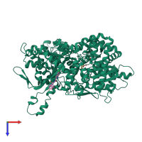 PDB entry 1c50 coloured by chain, top view.
