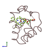PDB entry 1c53 coloured by chain, side view.