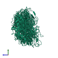 PDB entry 1c54 coloured by chain, ensemble of 20 models, side view.