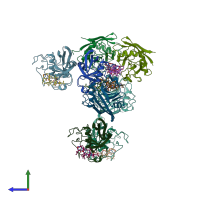 PDB entry 1c5f coloured by chain, side view.