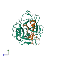 PDB entry 1c5m coloured by chain, side view.