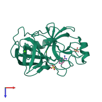 PDB entry 1c5p coloured by chain, top view.