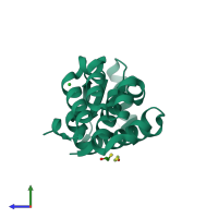 PDB entry 1c60 coloured by chain, side view.
