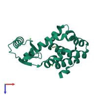 PDB entry 1c63 coloured by chain, top view.