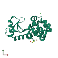 Monomeric assembly 1 of PDB entry 1c69 coloured by chemically distinct molecules, front view.