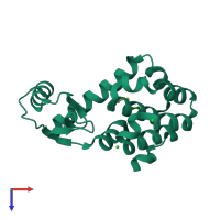 PDB entry 1c69 coloured by chain, top view.