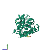 PDB entry 1c6e coloured by chain, side view.