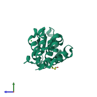 PDB entry 1c6i coloured by chain, side view.