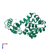 PDB entry 1c6p coloured by chain, top view.