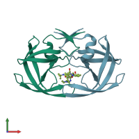 PDB entry 1c6x coloured by chain, front view.