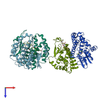 PDB entry 1c72 coloured by chain, top view.