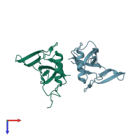 PDB entry 1c78 coloured by chain, top view.