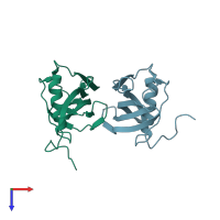 PDB entry 1c79 coloured by chain, top view.