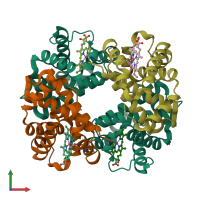 PDB entry 1c7d coloured by chain, front view.