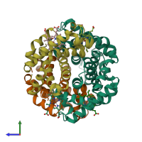 PDB entry 1c7d coloured by chain, side view.