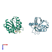 PDB entry 1c7f coloured by chain, top view.