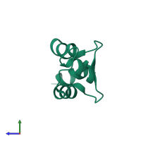 PDB entry 1c7w coloured by chain, side view.