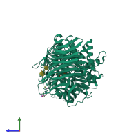 PDB entry 1c82 coloured by chain, side view.