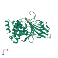 PDB entry 1c83 coloured by chain, top view.