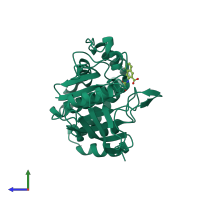 PDB entry 1c84 coloured by chain, side view.
