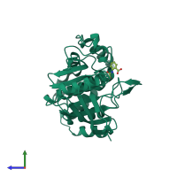 PDB entry 1c85 coloured by chain, side view.