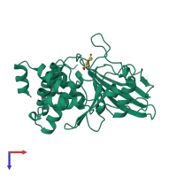 PDB entry 1c86 coloured by chain, top view.