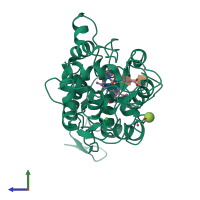 PDB entry 1c8i coloured by chain, side view.