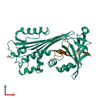 PDB entry 1c8o coloured by chain, front view.