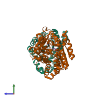 PDB entry 1c8v coloured by chain, side view.