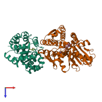 PDB entry 1c8v coloured by chain, top view.