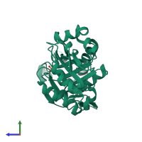 PDB entry 1c8x coloured by chain, side view.