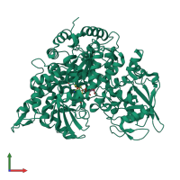 PDB entry 1c97 coloured by chain, front view.