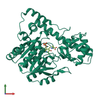 PDB entry 1c9c coloured by chain, front view.