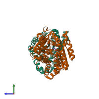PDB entry 1c9d coloured by chain, side view.