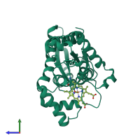 PDB entry 1c9e coloured by chain, side view.